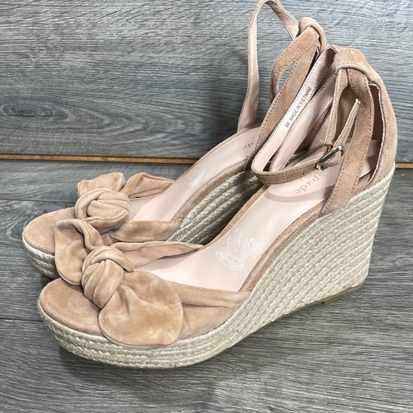kate spade new york Shoes - Kate Spade Sandals Womens 8 B Pink Leather Strap Espadrille Wedge Platform New